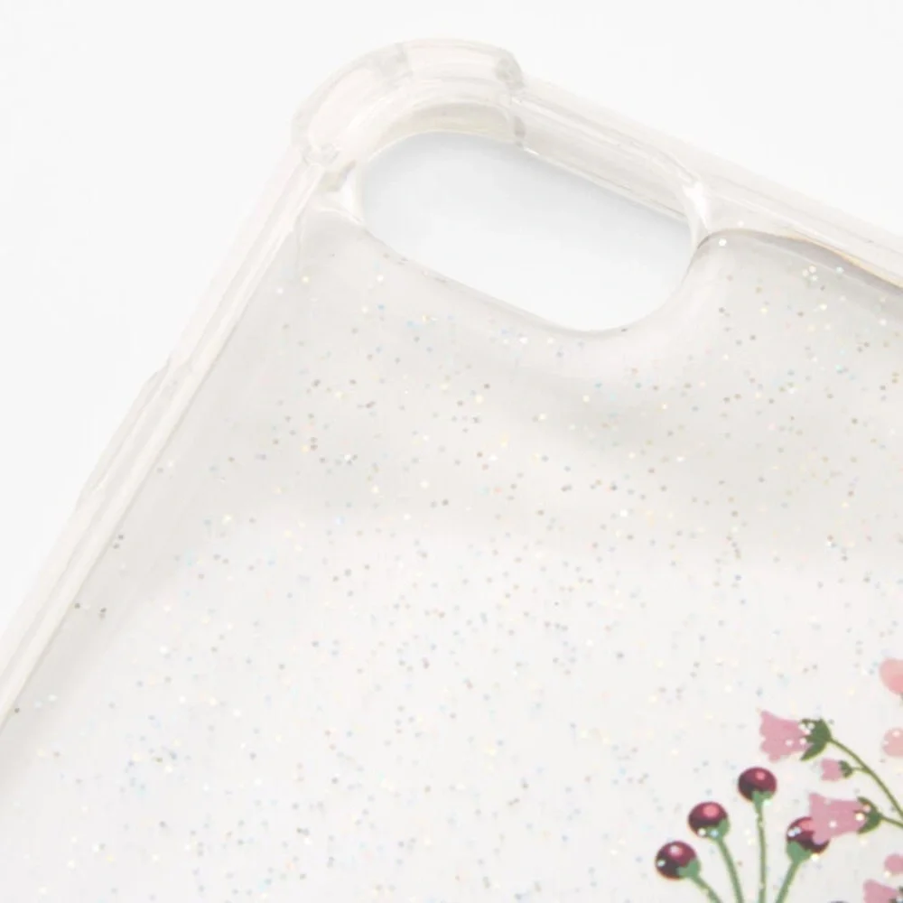 Clear Glitter Floral Phone Case For IPhone 12 Pro Max